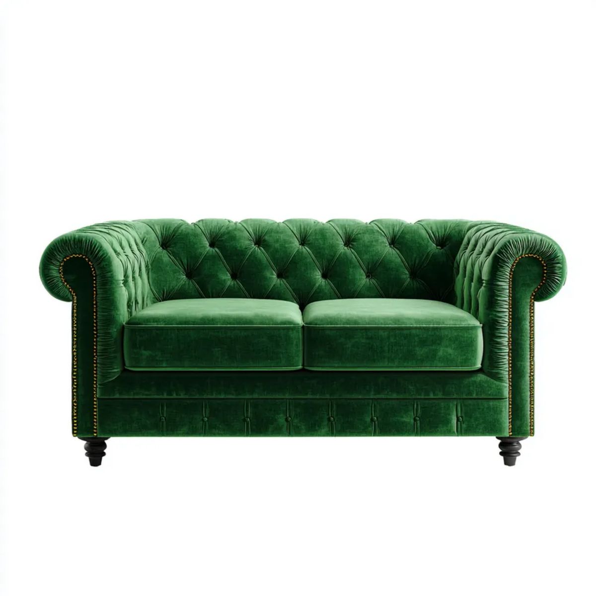 Sofa, Chesterfield sofa 2 fotele w ciemnozielonym, 160 x 90 x 75 cm