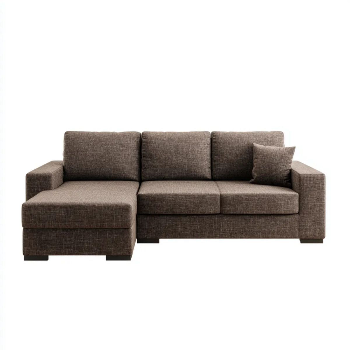 Sofa, 3 brązowy poliester sofa z lewym narożnikiem 230 x 150 x 85 cm