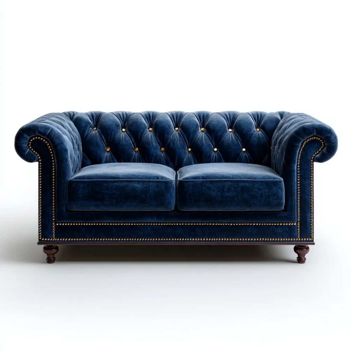 Sofa, Chesterfield 2 Sofa w nocy Bethanblue Bettinvelvet, 160 x 90 x 75 cm