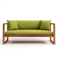 Sofa, 2 Sofa z oliwą z oliwek zielona i brązowa drewno z litego drewna, 160 x 75 x 80 cm