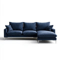 Sofa, Naprawiono proste narożnik sofa 3 burty granatowy niebieski w poliestrze bursztynowy welon, 280 x 165 x 85 cm