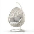 Hamak lub fotel wiszący, Krzesło wiszące z ramą Biały 105 x 105 x 195 cm stal PE- rattan Oval