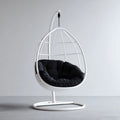 Hamak lub fotel wiszący, Wiszące krzesło z ramą Biały czarny 104 x 104 x 195 cm Stalowy poliester Oval