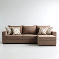 Sofa, Odwracalna sofa 3 brązowy poliester fotele 230 x 150 x 85 cm