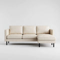 Sofa, Fotelik z kanapą z szezlongiem beżowym PU 260 x 160 x 82 cm