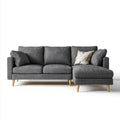 Sofa, Odwracalna sofa z 3 fotelami w ciemnoszarym poliestrze i kolorowym 230 x 150 x 85 cm