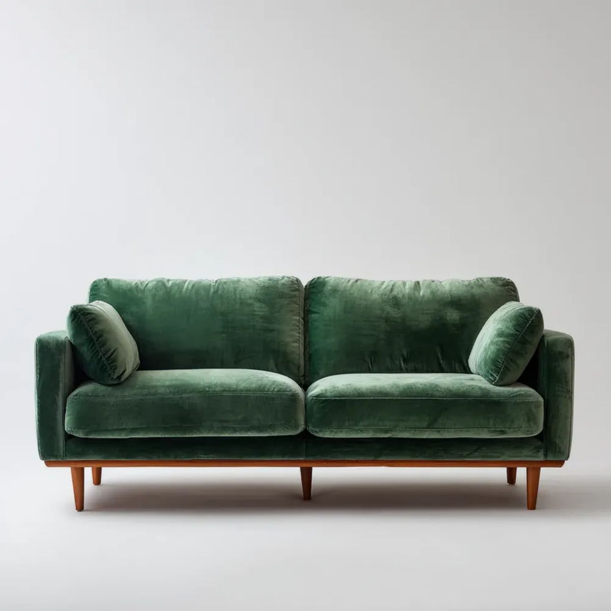 Sofa, 2 kwadratowe ciemnozielone sofa w willvelvet z willsolid drewniane nóżki, 180 x 85 x 82 cm