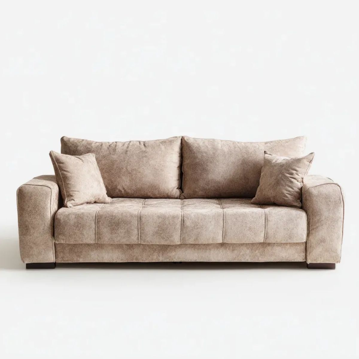 Sofa, 3-osobowa w kolorze beżowym taupe w poliestrze ephelvet effect, 220 x 95 x 85 cm