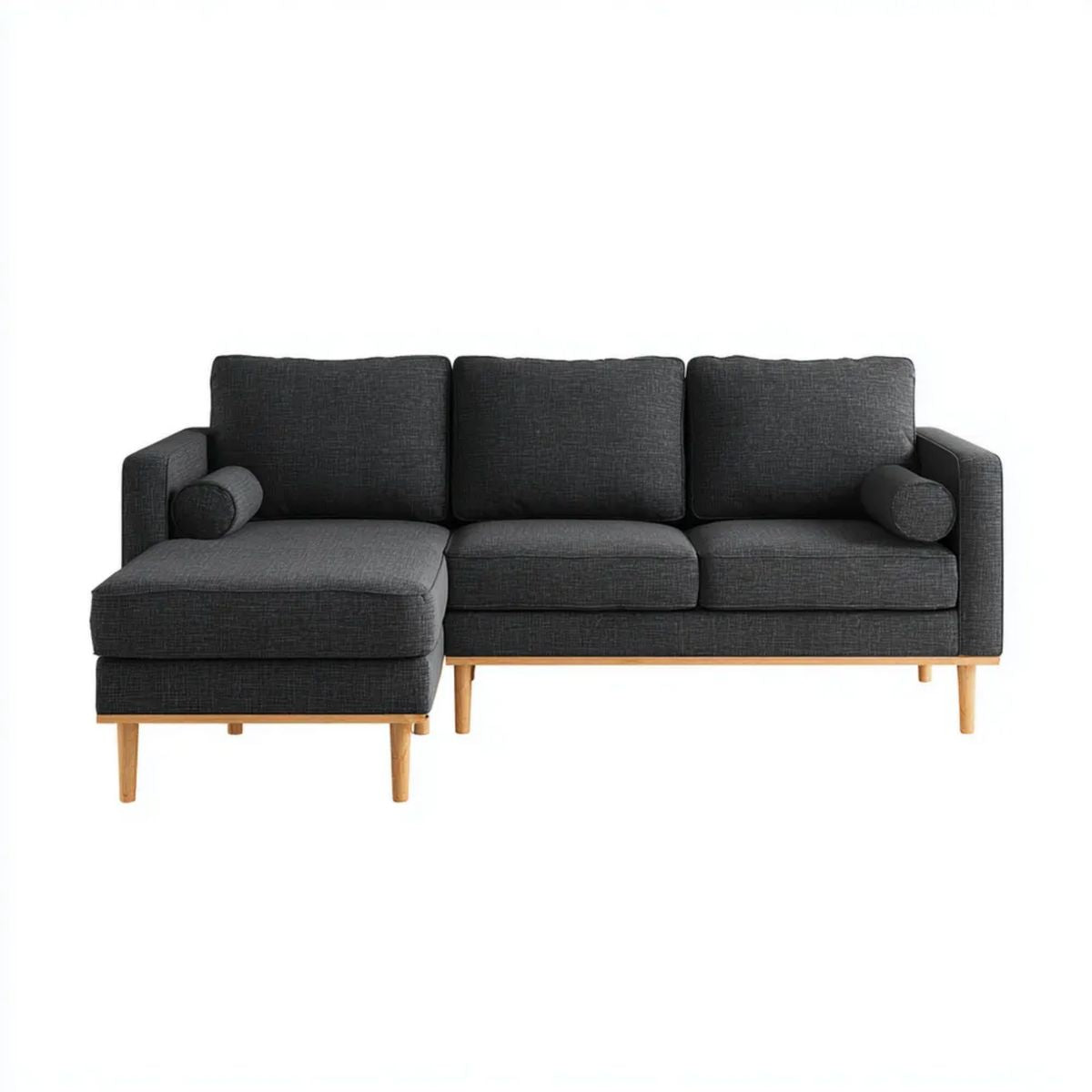 Sofa, 3-osobowa poliestrowy siwy, lewy narożnik sofa, 230 x 150 x 85 cm