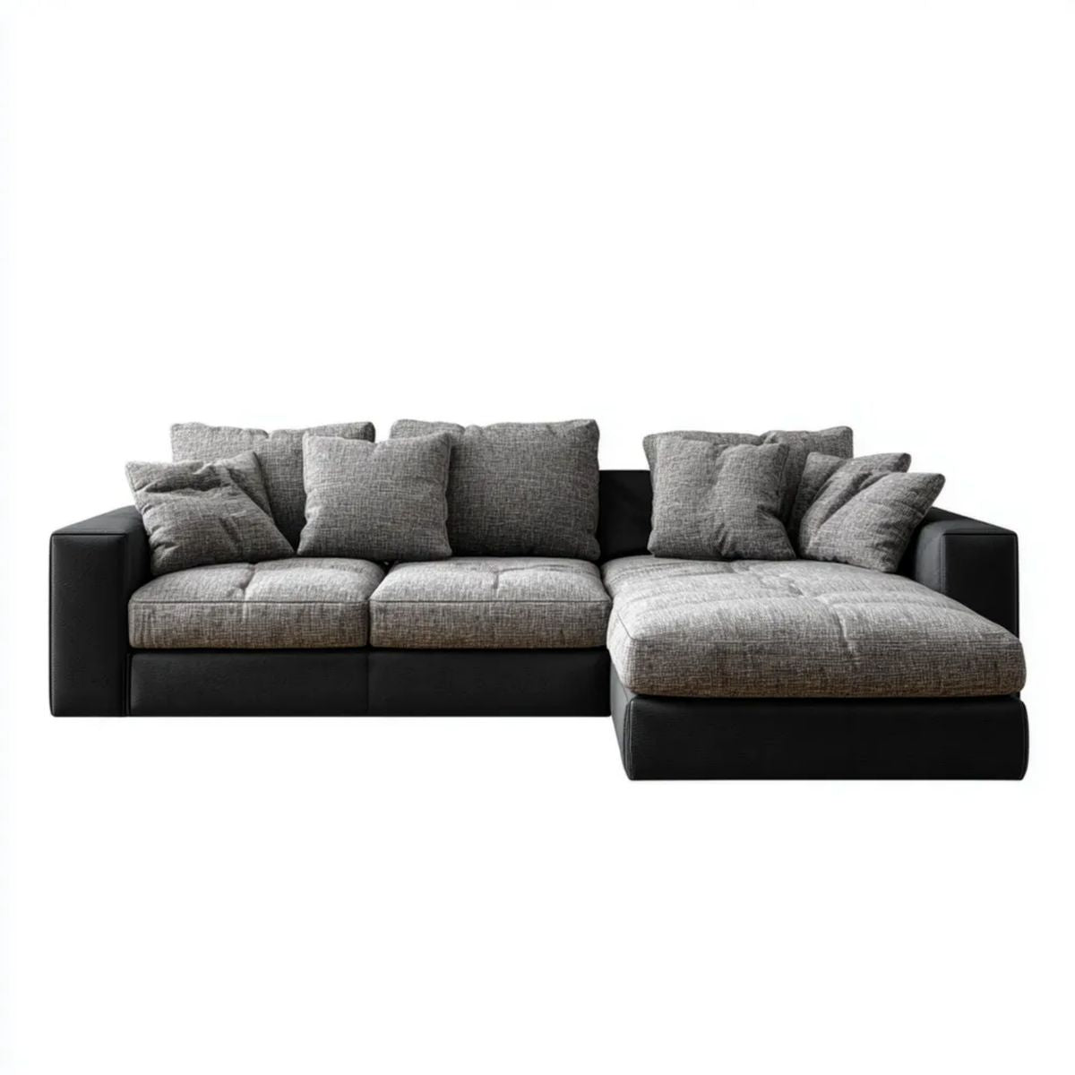 Sofa, 4-osobowa w kolorze -fotel w poliestrze i PU, czarny i szary, 280 x 170 x 85 cm