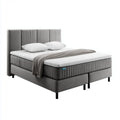 Łóżko dwuosobowe, Box Spring Bed podwójne łóżko zestaw szary 180 x 200 cm poliester inclusive prostokątny