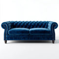 Sofa, Chesterfield 2 Sofa z sofą w sofie z granatowym niebieskim poliestrem Belivelvet, 170 x 90 x 75 cm
