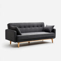 Sofa, 3-osobowa sofa w poliestrowej szarej z litego drewna, 200 x 85 x 85 cm