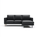Sofa, 3-osobowa sofa z szezlongiem bursztynowy czarny syntetyczne skóry, 260 x 150 x 85 cm