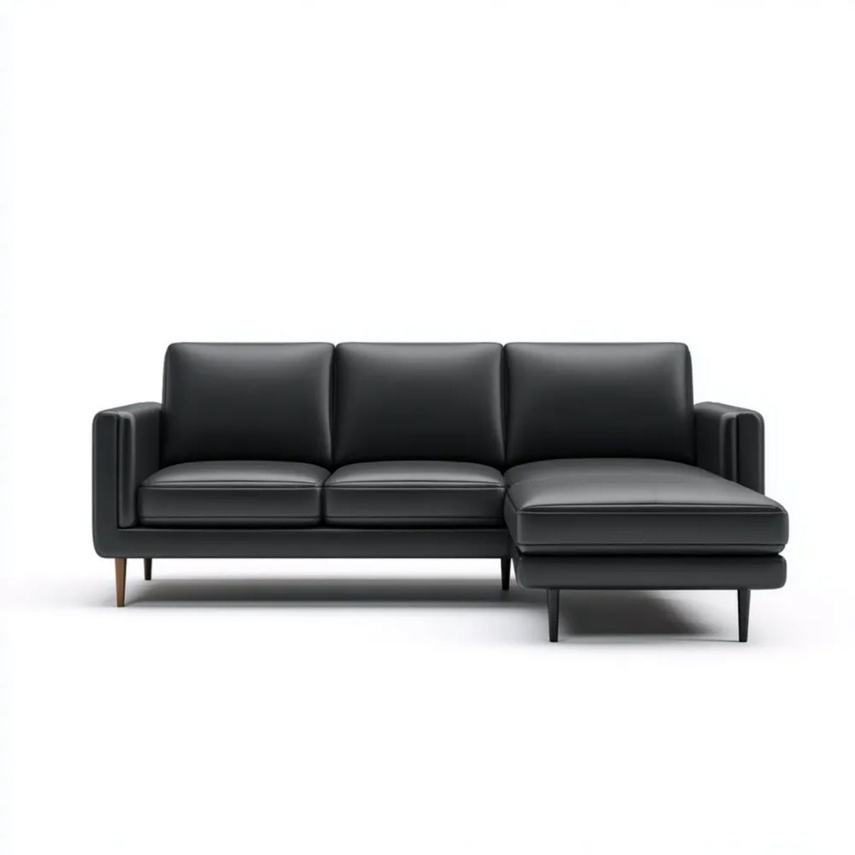 Sofa, 3-osobowa sofa z szezlongiem bursztynowy czarny syntetyczne skóry, 260 x 150 x 85 cm