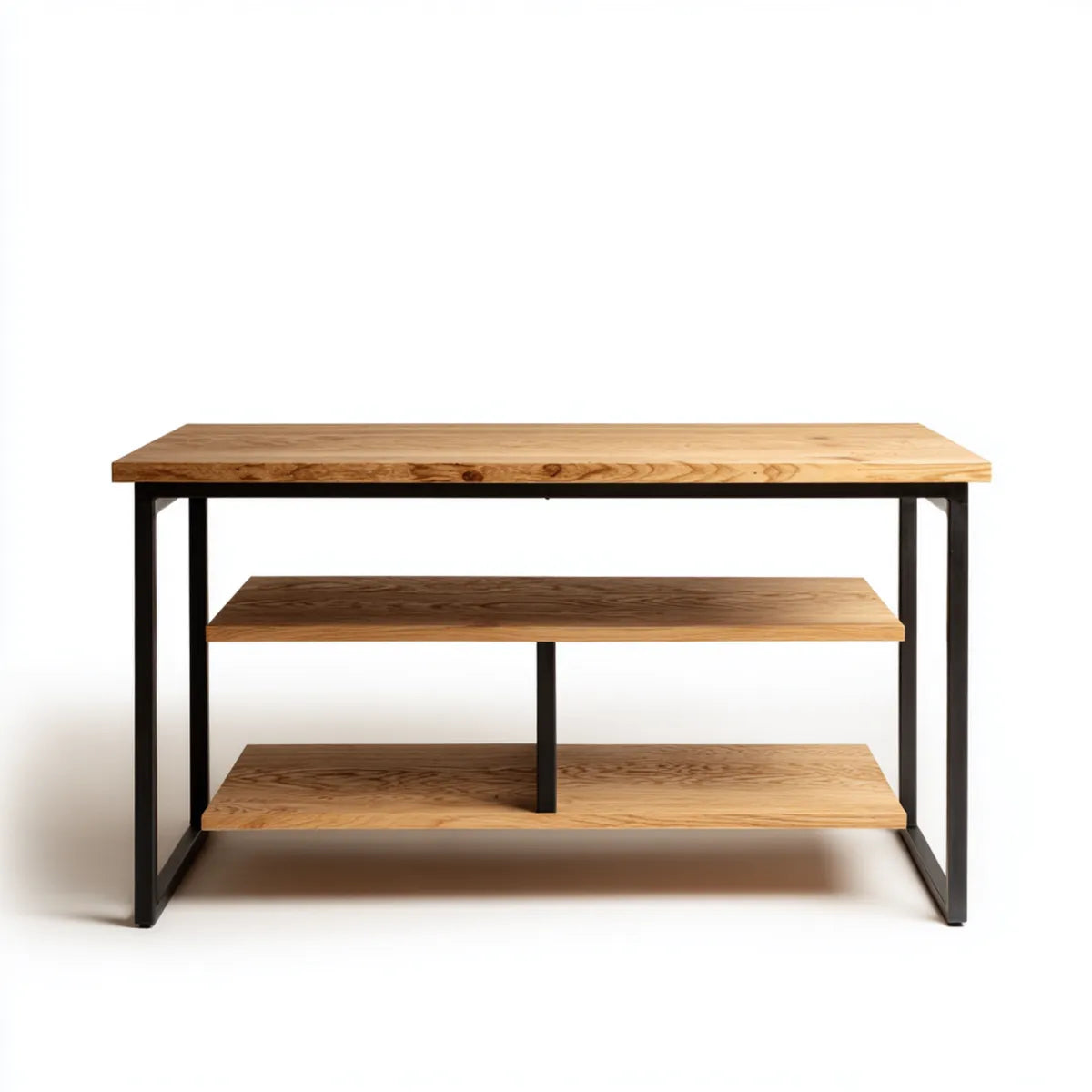 Biurko z 2 półkami Przyroda Czarny 120 x 60 x 75 cm Dębowe drewno lite prostokątne