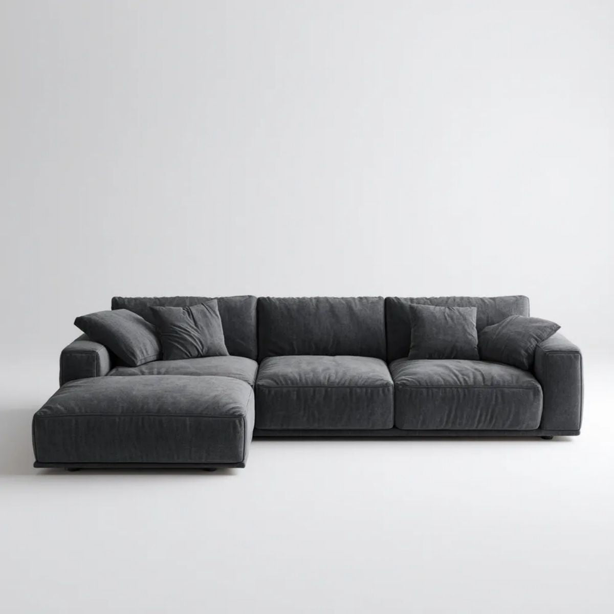Sofa, 4-osobowa poliestrowy, szary, antracyt, 290 x 165 x 70 cm