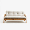 Sofa, 3-osobowa kabriolet futon sofa w naturalnej brązowej i białej poliestrowej i litej, 188 x 82 x 88 cm