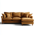 Sofa, Kanapa narożna z rekamierem w prawo Brązowy 270 x 165 x 88 cm poliester kształt litery L