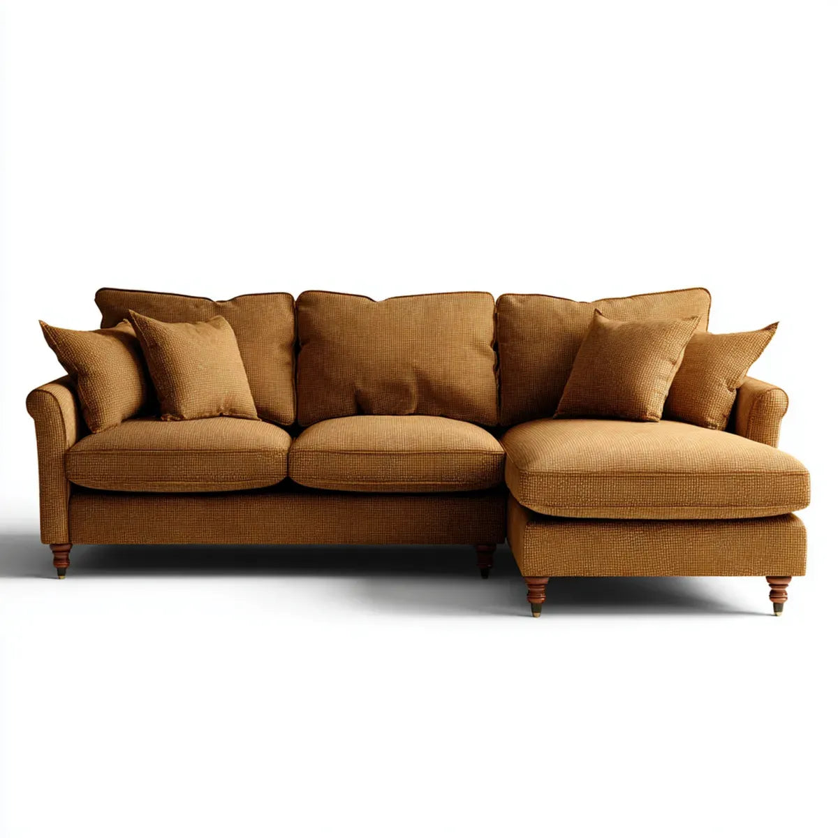 Sofa, Kanapa narożna z rekamierem w prawo Brązowy 270 x 165 x 88 cm poliester kształt litery L