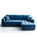 Sofa, Kanapa narożna z niebieskim szezlongiem 250 x 160 x 85 cm poliestrowy aksamit kształt litery L