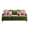 sofa 3-osobowa oliwkowa zielona 220 x 95 x 88 cm poliestrowy aksamit z 4 dekoracyjnymi poduszkami