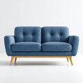 Sofa, Niebieska sofa w poliestrze z litymi drewnianymi nóżkami, 150 x 80 x 82 cm