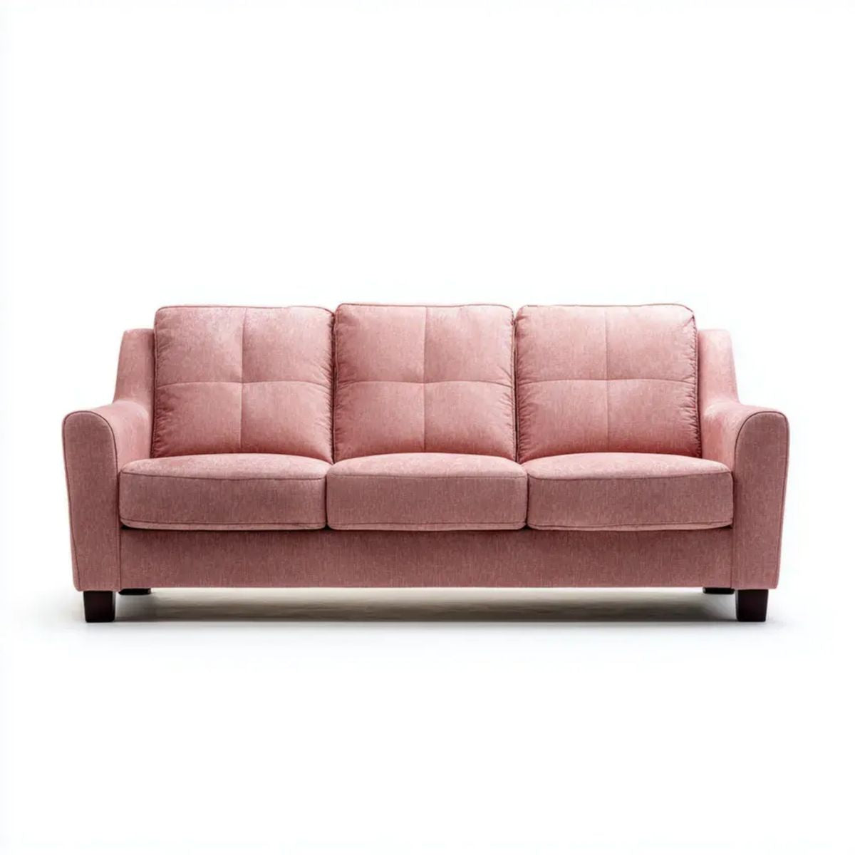 Sofa, 3-osobowa w prawej sofie w pudding różowy poliester, 200 x 85 x 88 cm