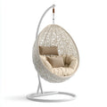 Hamak lub fotel wiszący, Wiszące krzesło z kremem stożkowym biały 105 x 105 x 195 cm PE rattan stali owalne