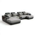 Sofa, Panoramiczna sofa solowa 5 miejsc antracyt szary i czarny poliester i PU 350 x 190 x 92 cm z diurez