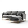 Sofa, 3-osobowa sofa solarium szary antracyt poliester aksamit poliestrowy effect z meridianem, 260 x 160 x 85 cm