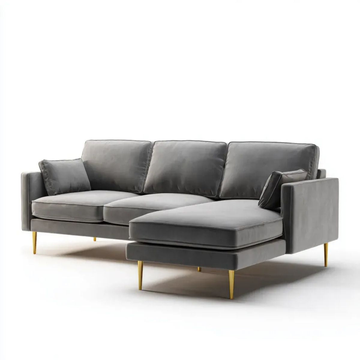 Sofa, 3-osobowa sofa solarium szary antracyt poliester aksamit poliestrowy effect z meridianem, 260 x 160 x 85 cm