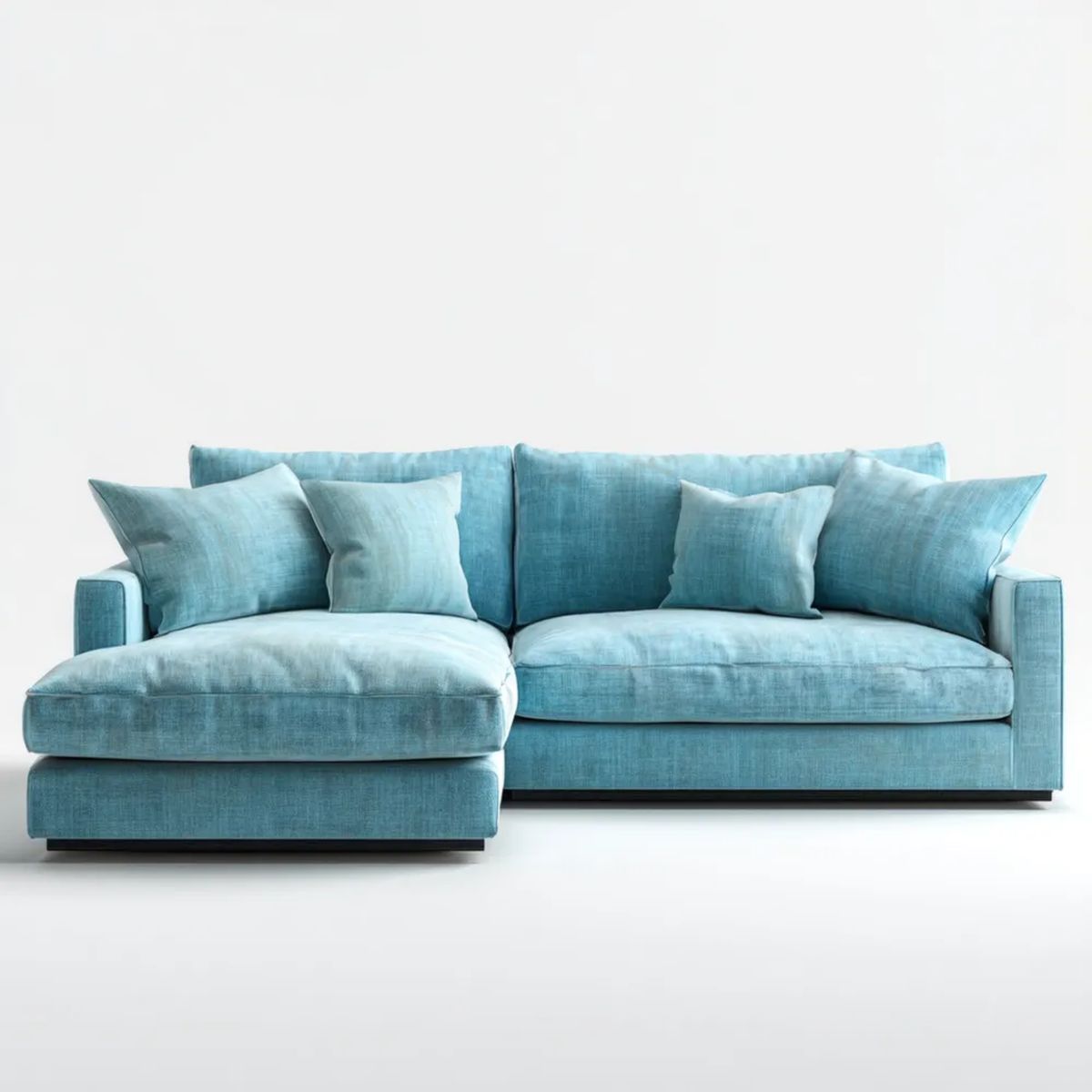 Sofa, 4-osobowa niebieski sofa w poliestrze z lewym szezlongiem, 280 x 165 x 85 cm