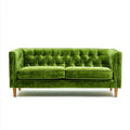 Sofa, 3-osobowa sofa w zielonym welwet z drewnianymi nóżkami, 200 x 85 x 80 cm