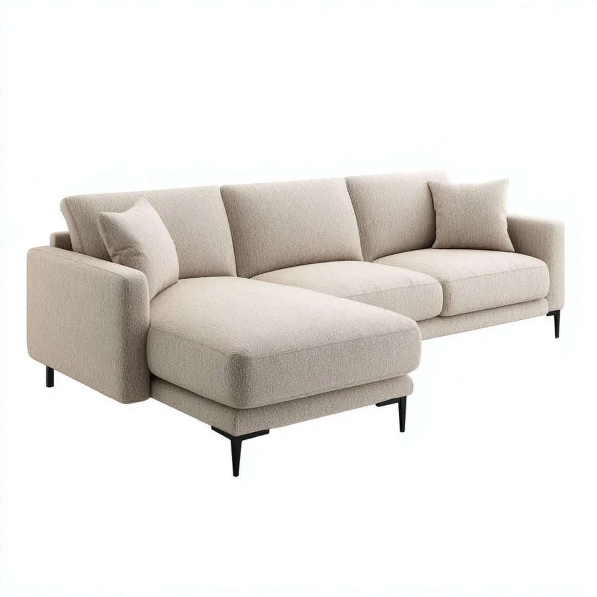 Sofa, 3-osobowa poliestrowy tkaniny z metalową nogą, lewy narożnik sofa, 260 x 160 x 85 cm