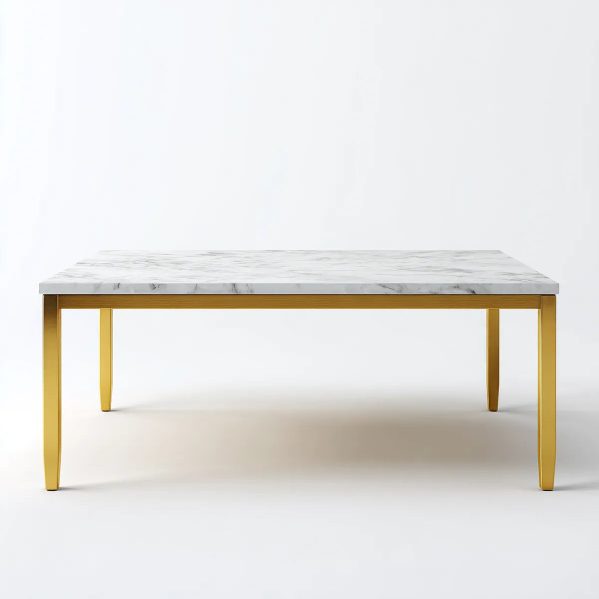Stolik kawowy, Stół do kawy Białe złoto 120 x 60 x 45 cm ze spiekaną kamienną płytą prostokątną