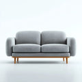 Sofa 2 lekki szary poliester z litego drewna podstawy 160 x 85 x 82 cm