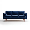 Sofa, 3-osobowa w sofie w sofie w sofie British Navy British Niebieski i Britibrąz Britivvelvet z drewnianymi nóżkami, 210 × 90 × 85 cm