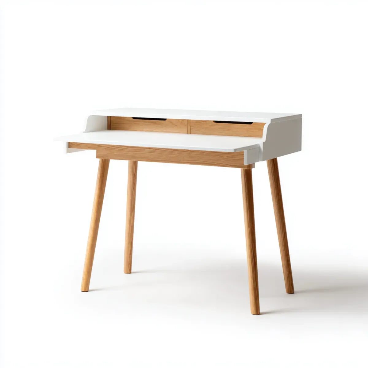Biurko, Biała naturalna 100 x 50 x 85 cm MDF drewno lite prostokątne