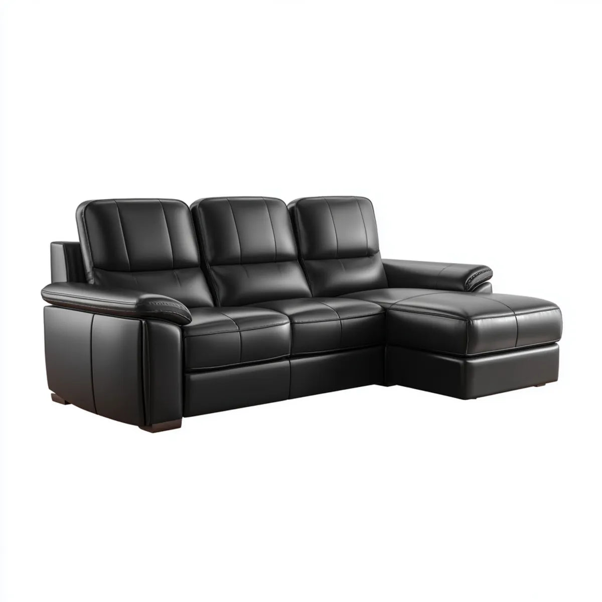 Sofa narożna z prawej strony z czarnym 250 x 160 x 92 cm PU sztuczna skóra