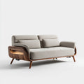 sofa 2-osobowa Graybeige orzech włoski 180 x 95 x 100 cm fornir poliestrowy orzech włoski prostokątna