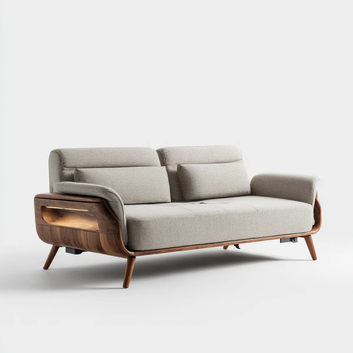 sofa 2-osobowa Graybeige orzech włoski 180 x 95 x 100 cm fornir poliestrowy orzech włoski prostokątna