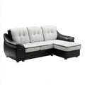 Sofa, Support sofa 3-osobowa w kolorze czarnym i białym skóra supportenee, czarny i biały, 220 x 150 x 90 cm