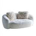 Sofa, Biała sofa w poliestrze z długimi włosami, zaokrąglony kształt, 160 x 95 x 75 cm