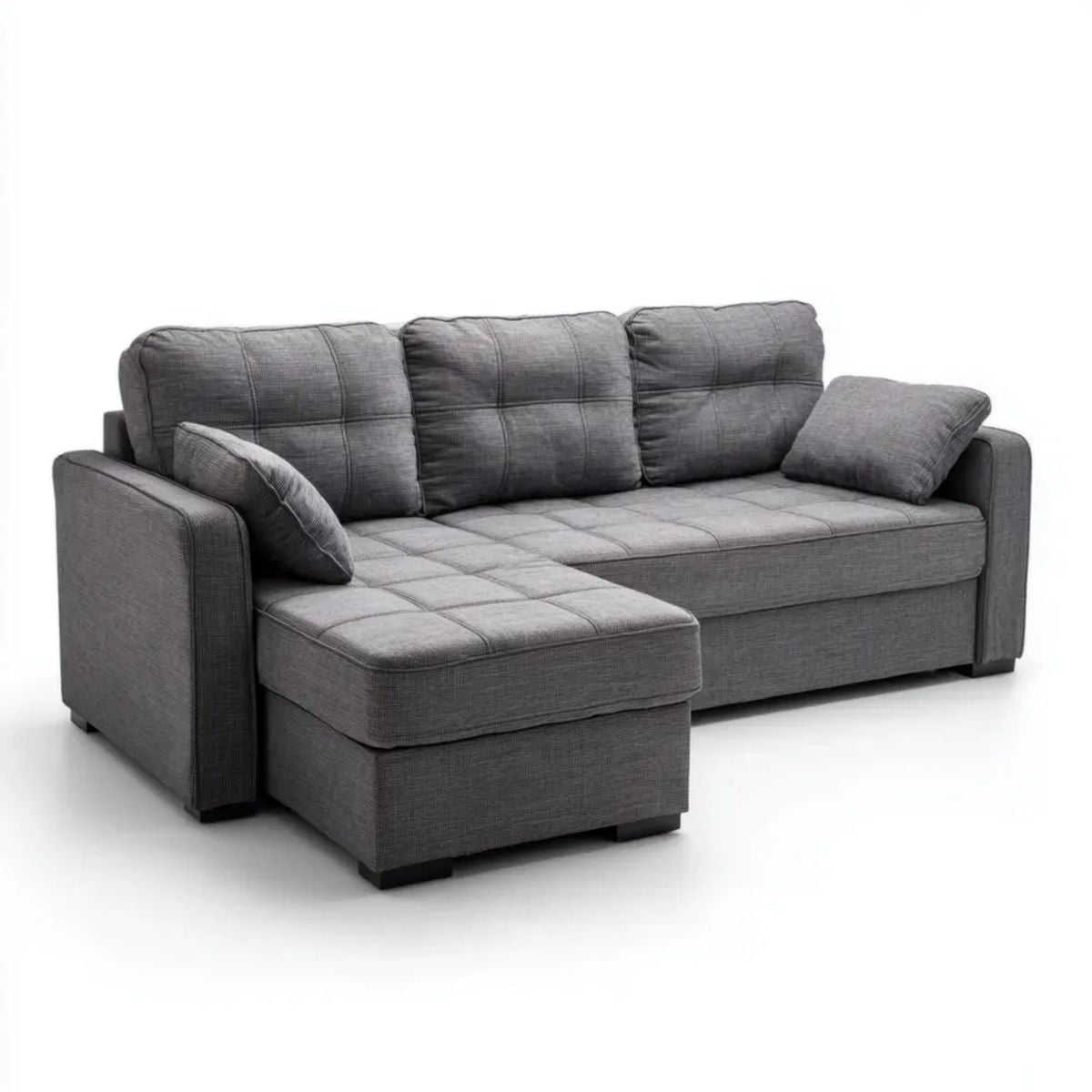 Sofa z lewym narożnikiem 3 miejsca w antracycie, szara tkanina, 230 x 150 x 85 cm